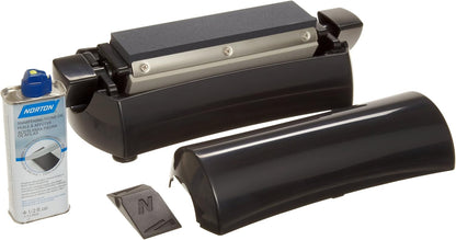 IM200 Knife Sharpener Oil Stone Sharpening Stone Kit with Coarse/Medium Crystolon and Fine India Stones, Sharpening Stone Oil and Knife Angle Guide