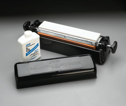 IM200 Knife Sharpener Oil Stone Sharpening Stone Kit with Coarse/Medium Crystolon and Fine India Stones, Sharpening Stone Oil and Knife Angle Guide