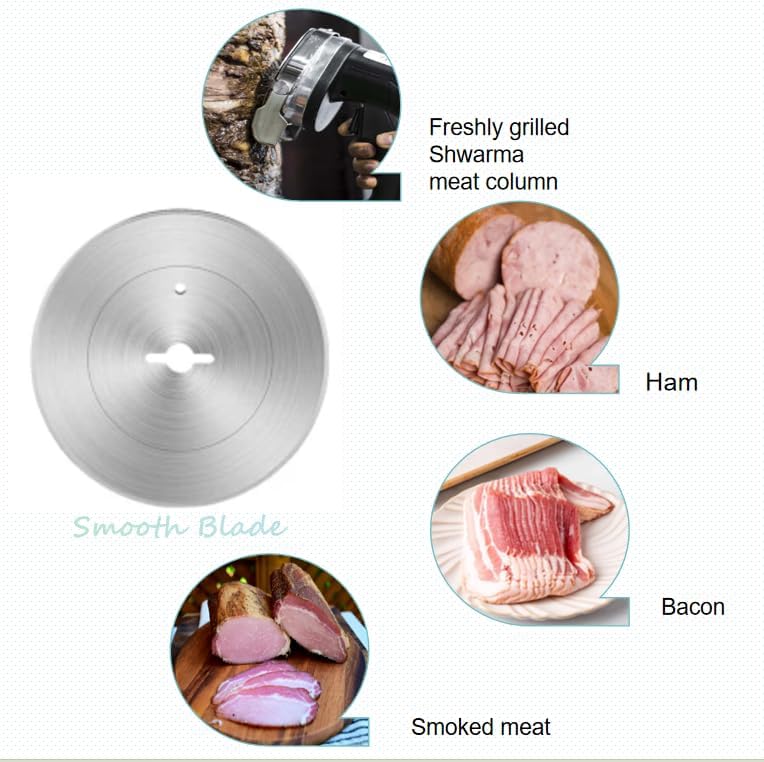 Electric Gyro Cutter & Shawarma Meat Slicer Machine With 2 pcs Stainless Steel Blades, 0-8mm Adjustable Thickness Φ4/100mm Blade,Commercial Turkish Kebab Knife Slicer Cutting Tool