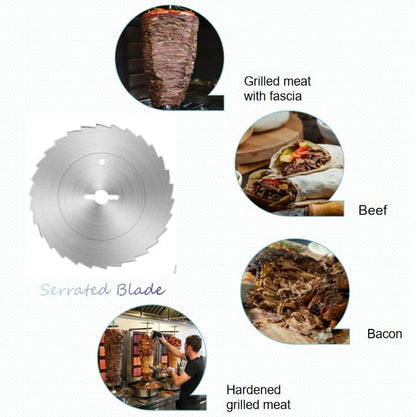 Electric Gyro Cutter & Shawarma Meat Slicer Machine With 2 pcs Stainless Steel Blades, 0-8mm Adjustable Thickness Φ4/100mm Blade,Commercial Turkish Kebab Knife Slicer Cutting Tool
