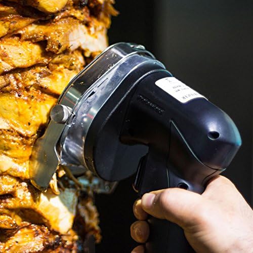 Electric Gyro Cutter & Shawarma Meat Slicer Machine With 2 pcs Stainless Steel Blades, 0-8mm Adjustable Thickness Φ4/100mm Blade,Commercial Turkish Kebab Knife Slicer Cutting Tool