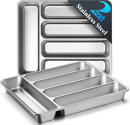 IKOCO Silverware Organizer, Stainless Steel, Dishwasher Safe for Drawer