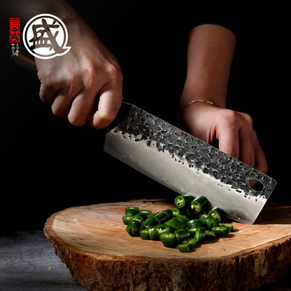 7-Inch Japanese Nakiri Knife, SKD-11 Steel | Wide 2mm Nakiri blade for vegetable push cuts, 3-layer SKD-11 steel, textured finish, pakkawood handle