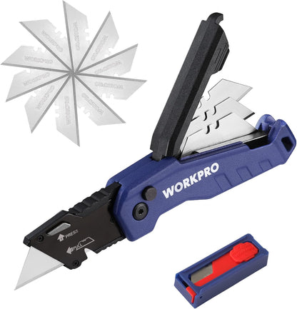 Folding Utility Knife, Quick Change Box Cutter, Blue