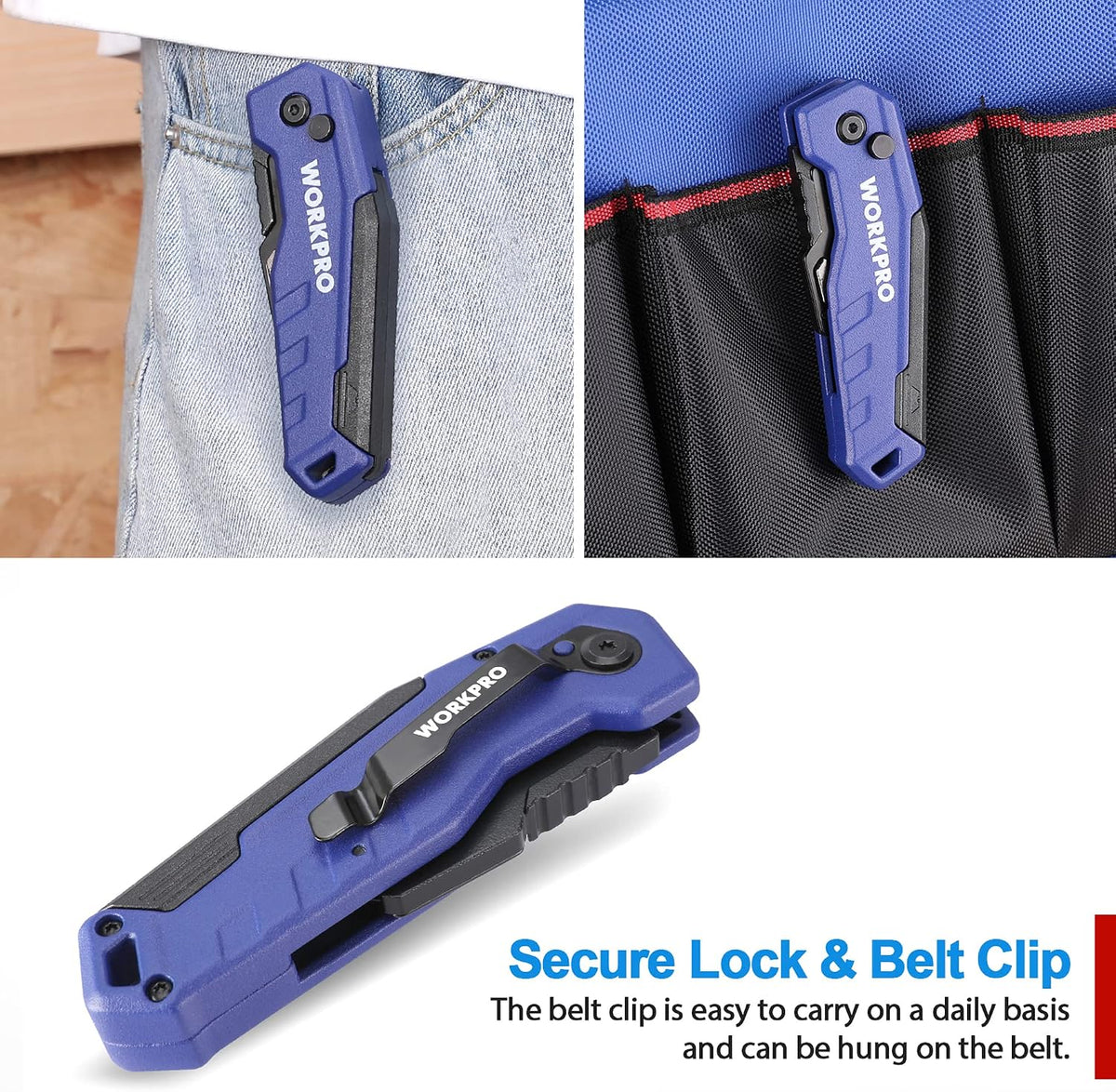 Folding Utility Knife, Quick Change Box Cutter, Blue