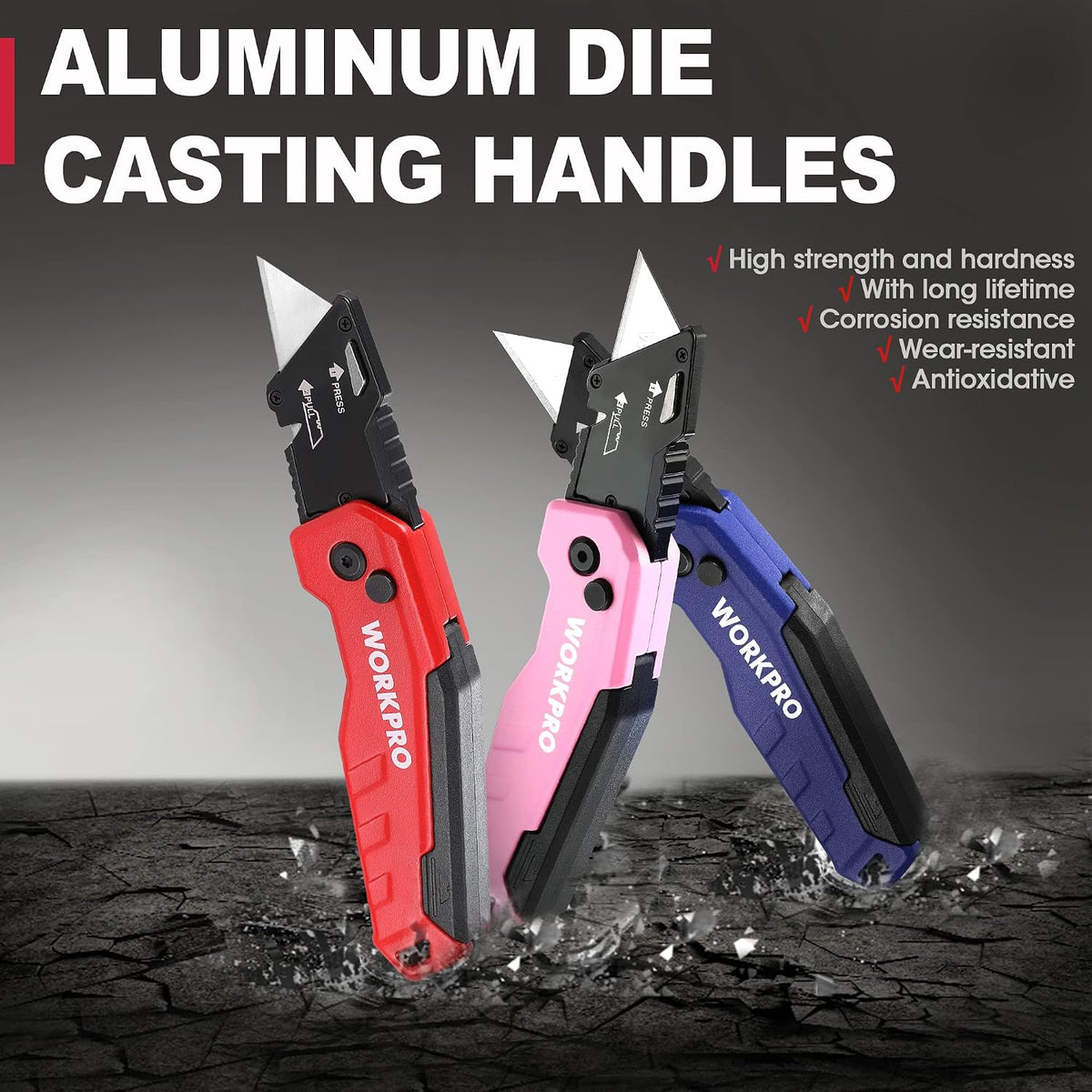 Folding Utility Knife, Quick Change Box Cutter, Blue