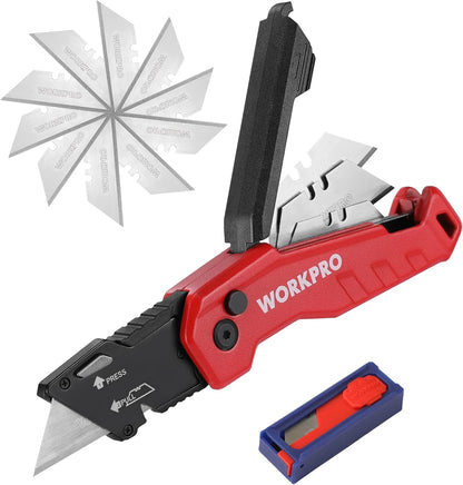Folding Utility Knife, Quick Change Box Cutter, Blue