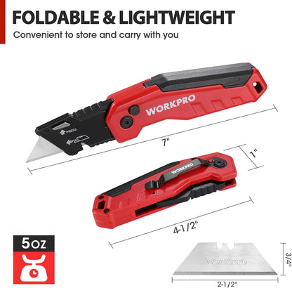 Folding Utility Knife, Quick Change Box Cutter, Blue
