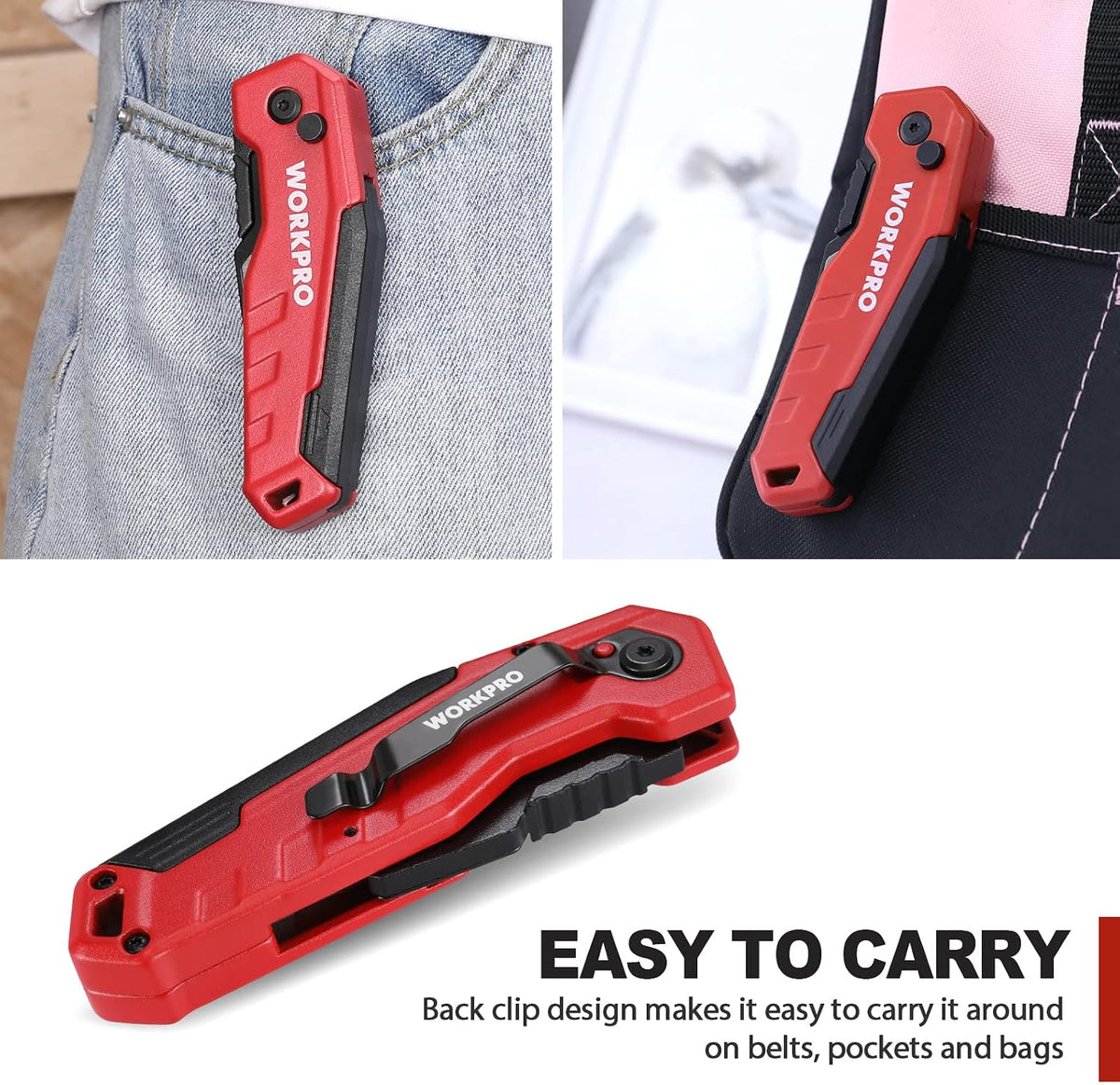 Folding Utility Knife, Quick Change Box Cutter, Blue