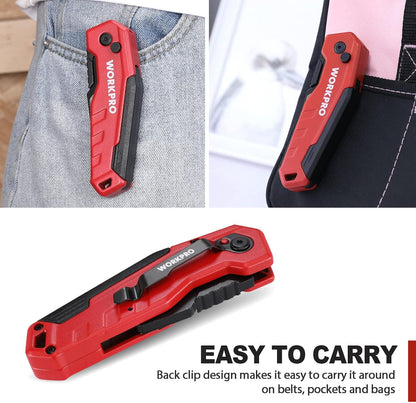 Folding Utility Knife, Quick Change Box Cutter, Blue