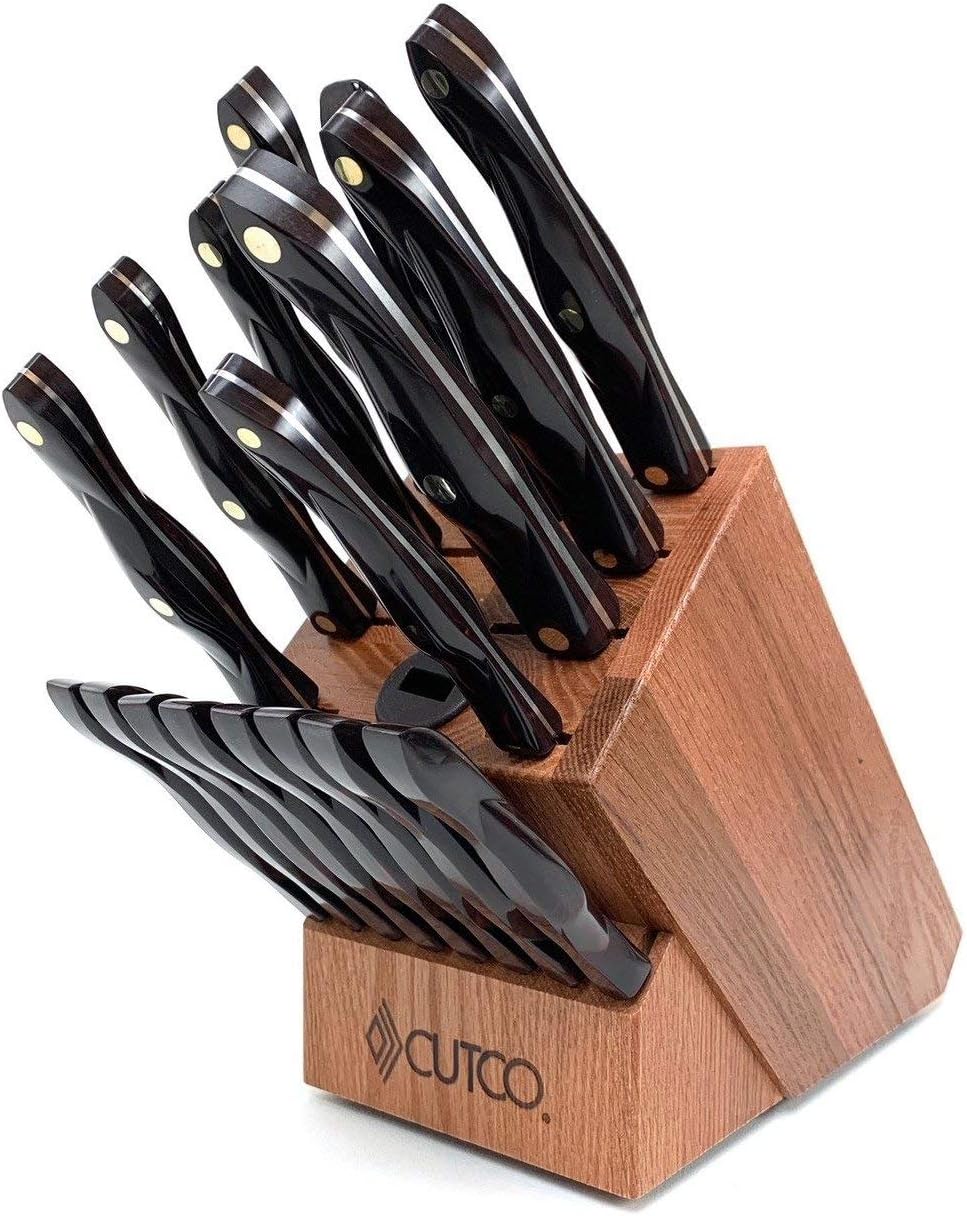 19 Pc Kitchen Knife Set Cherry Wood Stand