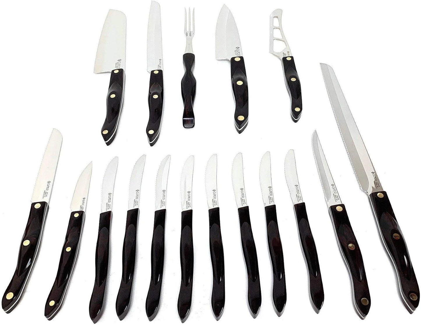 19 Pc Kitchen Knife Set Cherry Wood Stand