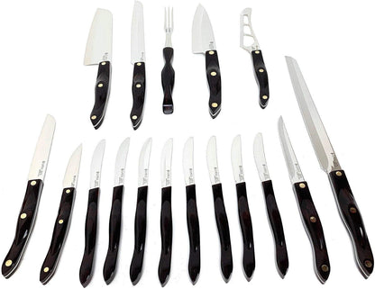 19 Pc Kitchen Knife Set Cherry Wood Stand