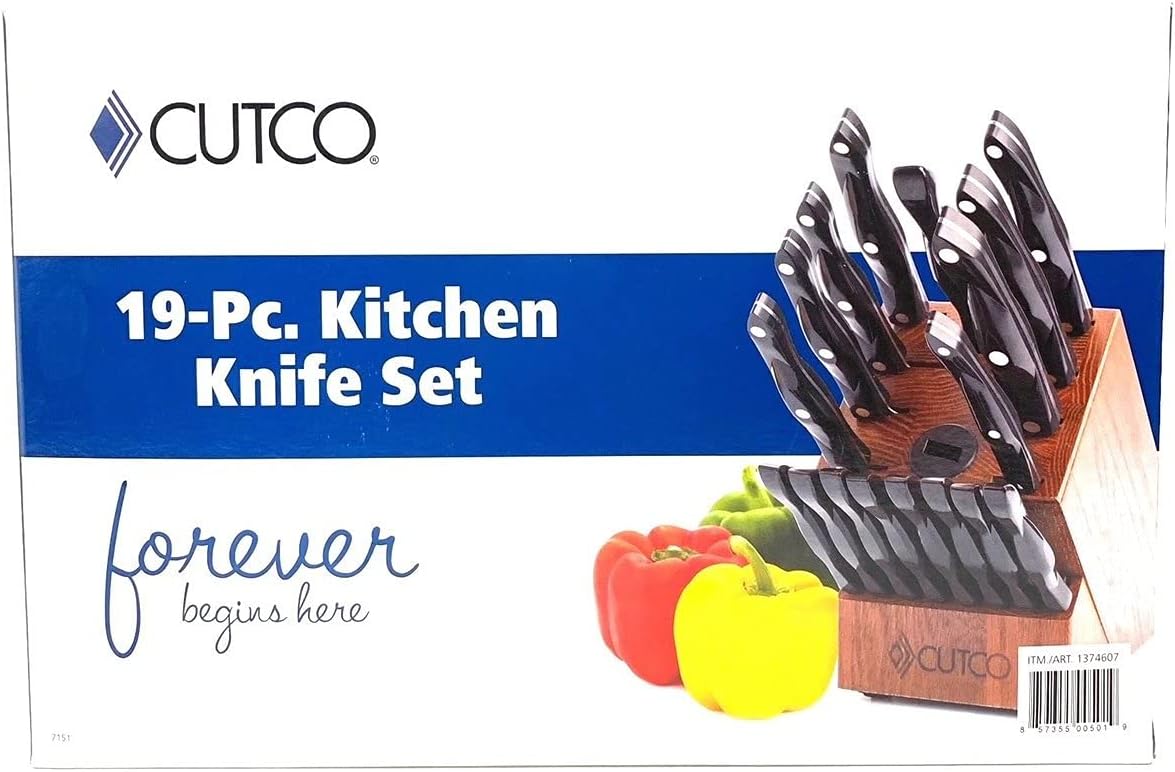19 Pc Kitchen Knife Set Cherry Wood Stand