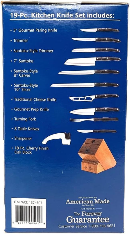 19 Pc Kitchen Knife Set Cherry Wood Stand
