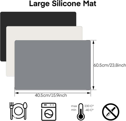 Silicone Crafts Mat, Silicone Sheets for Crafts, Painting, Nail Arts, Clay, Resin Jewelry Casting Molds Mat, Table Pad Placemat, Nonstick Nonslip, Gray & Beige & Light Blue (15.7x11.8 inch)