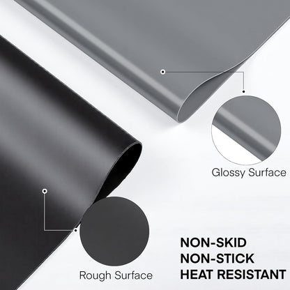 Silicone Crafts Mat, Silicone Sheets for Crafts, Painting, Nail Arts, Clay, Resin Jewelry Casting Molds Mat, Table Pad Placemat, Nonstick Nonslip, Gray & Beige & Light Blue (15.7x11.8 inch)