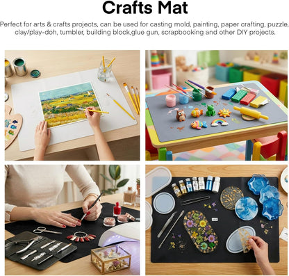 Silicone Crafts Mat, Silicone Sheets for Crafts, Painting, Nail Arts, Clay, Resin Jewelry Casting Molds Mat, Table Pad Placemat, Nonstick Nonslip, Gray & Beige & Light Blue (15.7x11.8 inch)