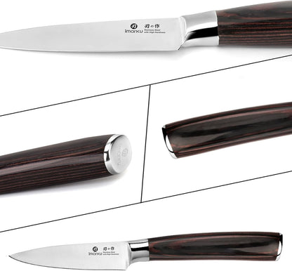 Paring Knife - Paring Knives, 3.5 Inch Small Kitchen Knifes - Japanese High Carbon Stainless Steel Fruit Knife, Ergonomic Pakkawood Handle, Ultra Sharp Blade, Unique Gifts for Men and Women