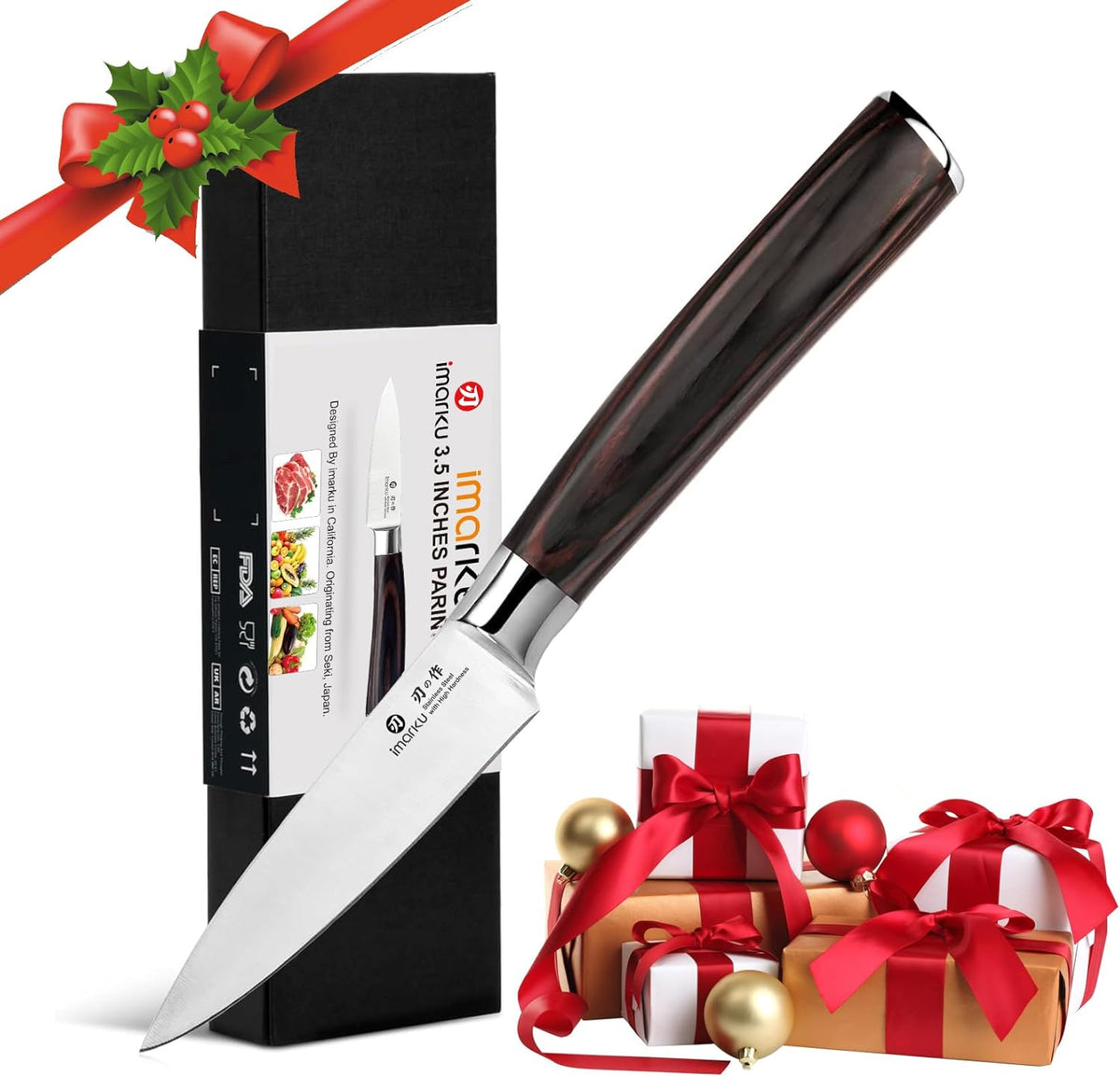 Paring Knife - Paring Knives, 3.5 Inch Small Kitchen Knifes - Japanese High Carbon Stainless Steel Fruit Knife, Ergonomic Pakkawood Handle, Ultra Sharp Blade, Unique Gifts for Men and Women