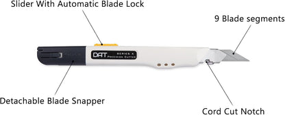 Utility Knife, Series-X Portable Box Cutter, Fine Point Arts and Crafts Blade for Precision Cutting, with 10 Blade Pieces (White, 1 Cutter 10 Blades)