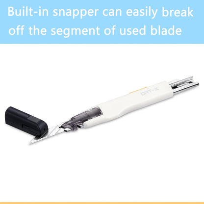 Utility Knife, Series-X Portable Box Cutter, Fine Point Arts and Crafts Blade for Precision Cutting, with 10 Blade Pieces (White, 1 Cutter 10 Blades)