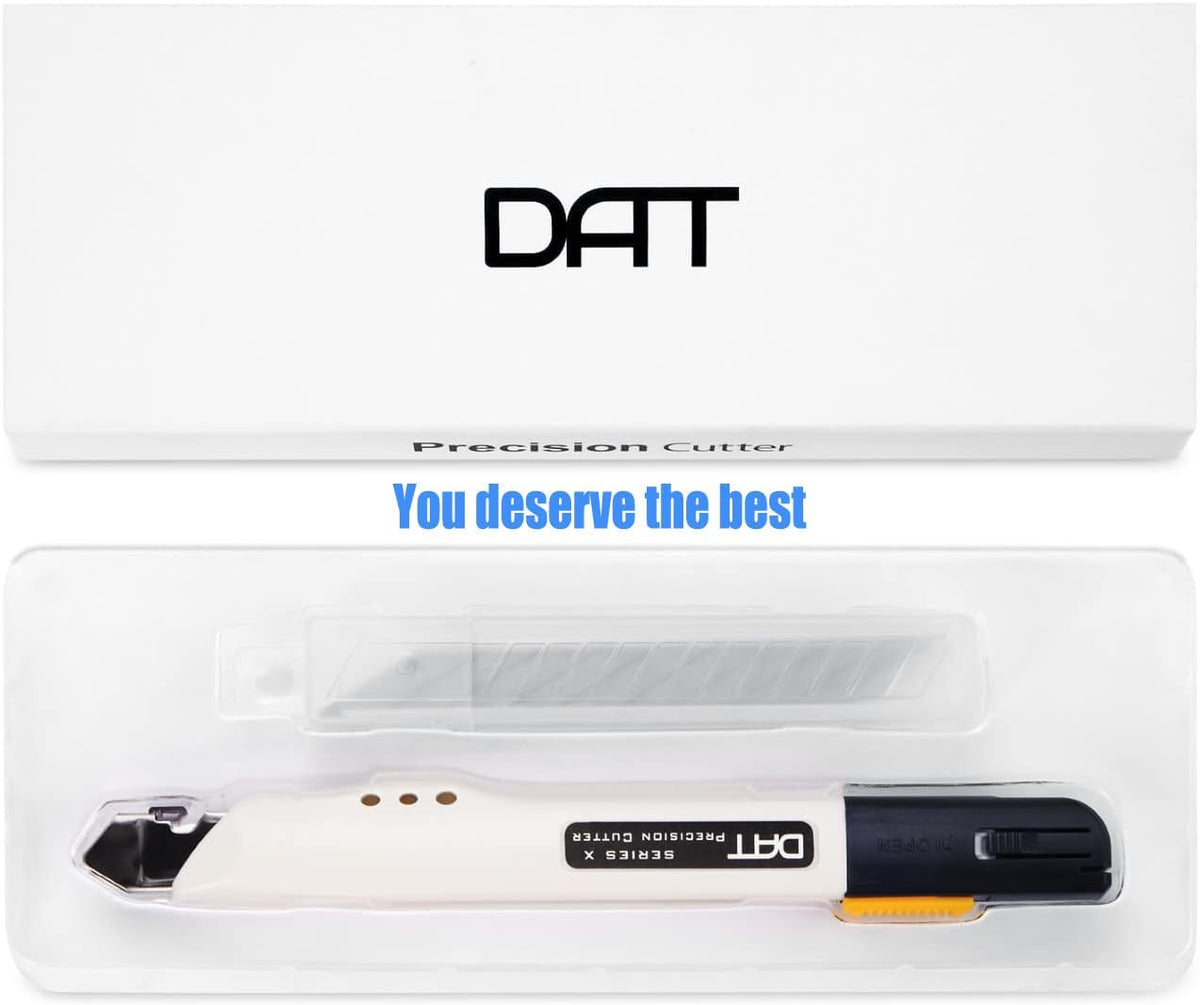 Utility Knife, Series-X Portable Box Cutter, Fine Point Arts and Crafts Blade for Precision Cutting, with 10 Blade Pieces (White, 1 Cutter 10 Blades)