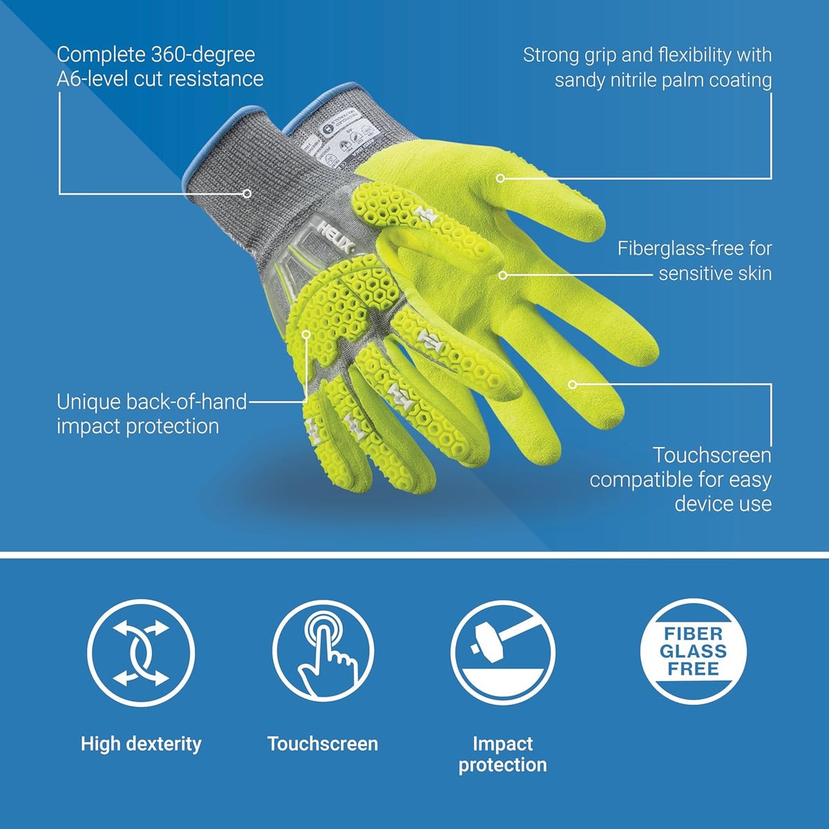 Helix Impact Resistant & A1-A9 Cut-Resistant Work Gloves – High-Dexterity Nitrile Grip Industrial Safety Gloves