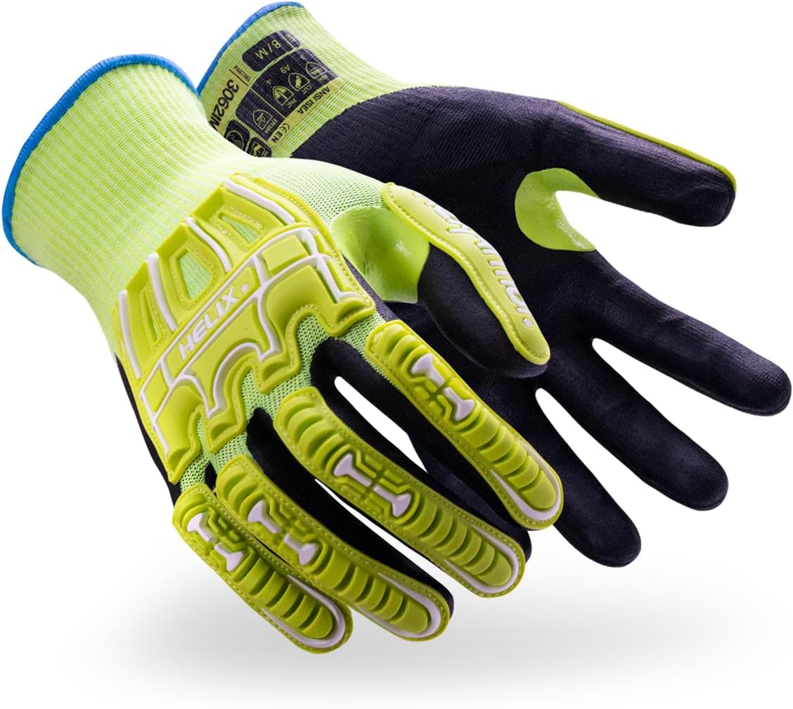 Helix Impact Resistant & A1-A9 Cut-Resistant Work Gloves – High-Dexterity Nitrile Grip Industrial Safety Gloves