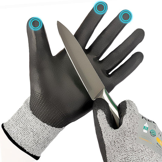 Cut Resistant Gloves, ANSI A2 Cutting Glove, PU Coated, Touchscreen, Multi-Purpose Model C2, 1 Pair, Large