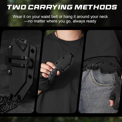 3.07" Neck Knife with Sheath X-TAN-K, Horizontal Carry Knife with Full Tang Tanto 5Cr14MoV Steel Blade, for EDC, Camping, Hiking