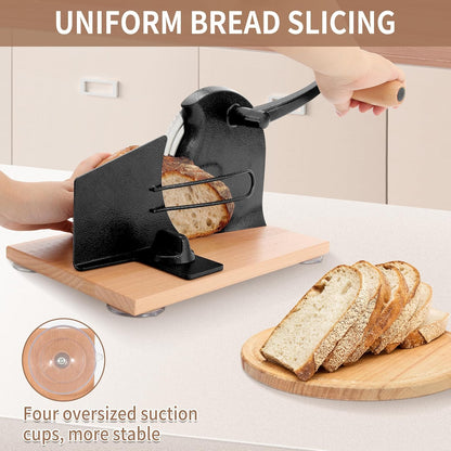 Manual Bread Slicer with Hand Crank- Adjustable Thickness Bread Cutter for Even Slices, Perfect for Homemade Sourdough, Sandwich, and More, Cream