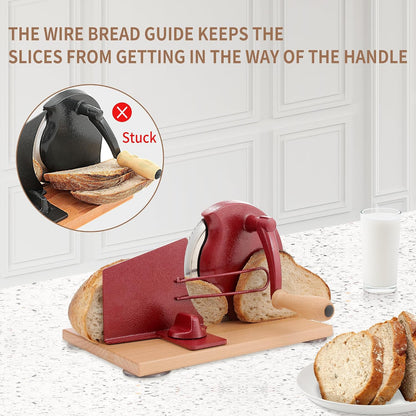 Manual Bread Slicer with Hand Crank- Adjustable Thickness Bread Cutter for Even Slices, Perfect for Homemade Sourdough, Sandwich, and More, Cream