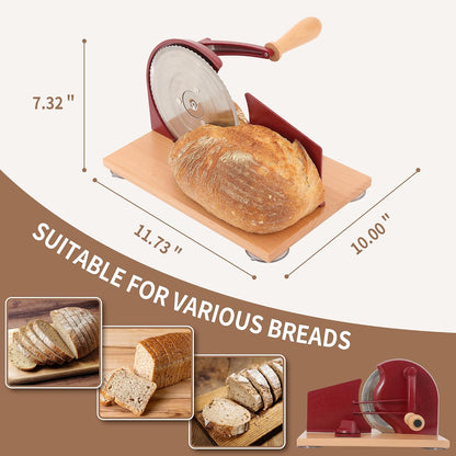 Manual Bread Slicer with Hand Crank- Adjustable Thickness Bread Cutter for Even Slices, Perfect for Homemade Sourdough, Sandwich, and More, Cream