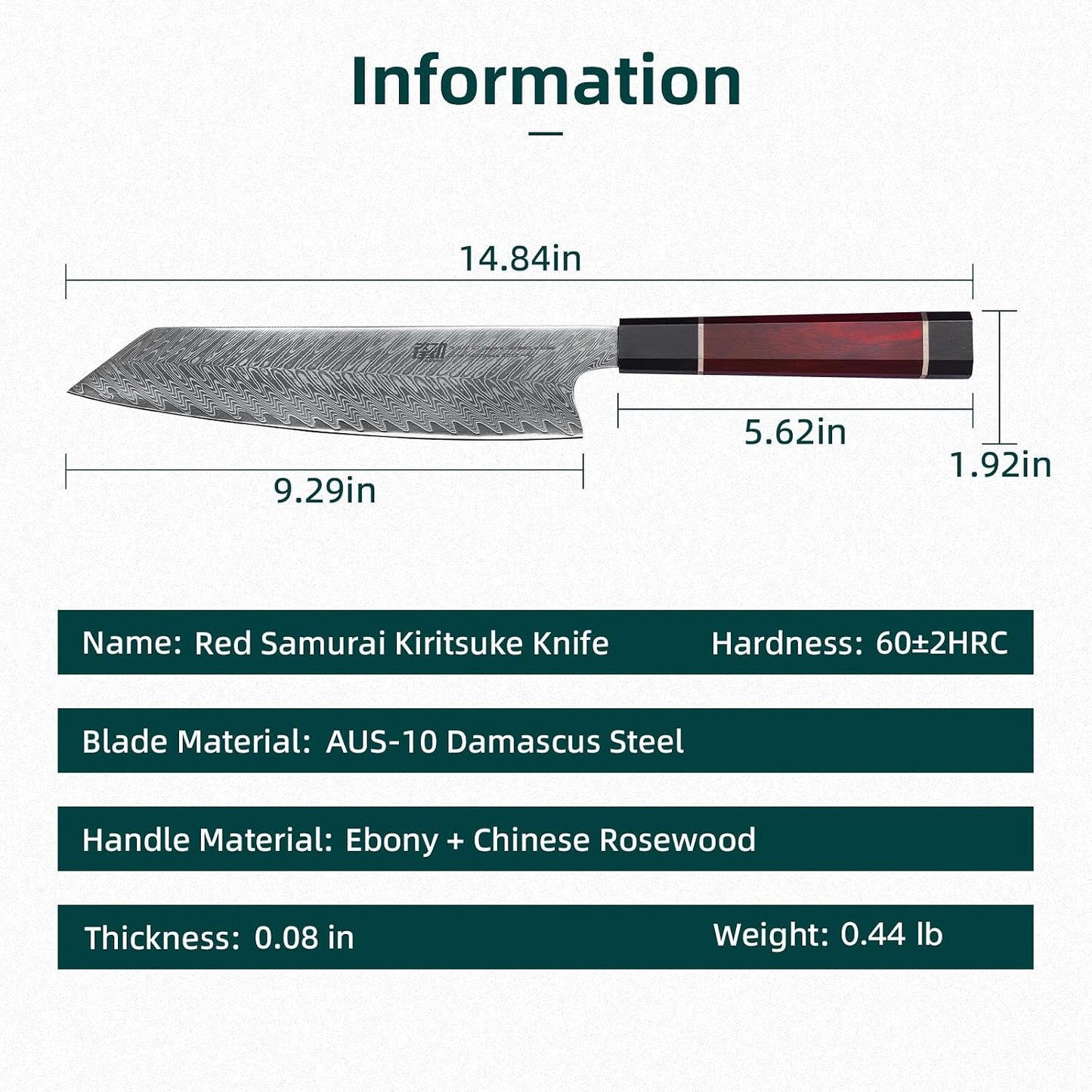 Usuba Nakiri Knife 7 Inch, Damascus Vegetable Cleaver for Chopping & Mincing, Straight Edge, Japanese Style (Samurai Series)