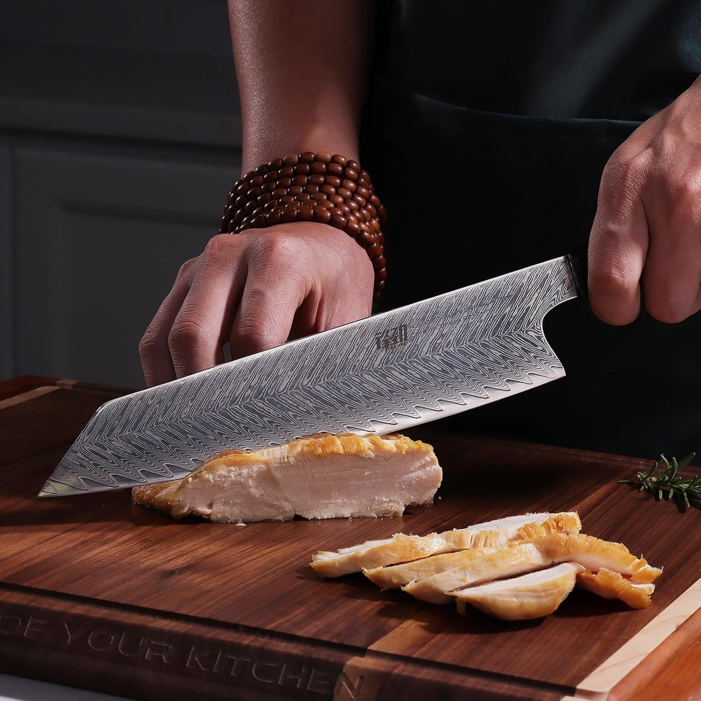 Usuba Nakiri Knife 7 Inch, Damascus Vegetable Cleaver for Chopping & Mincing, Straight Edge, Japanese Style (Samurai Series)