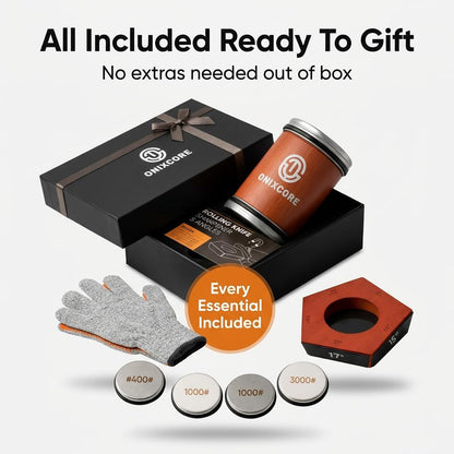 Rolling Knife Sharpener Kit, 5-Angle Magnetic Knife Sharpener Roller with 4 Diamond & Ceramic Discs, Gloves Included, Manual Guided Knife Sharpening Kit for Kitchen, Japanese, Pocket & Hunting Knives