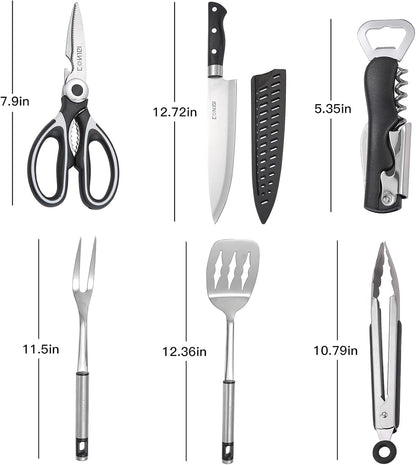 Camping Cookware Storage Bag - Camping Cooking Utensils Set Bag Camping Tool Portable Storage Bag Suitable for Knife, Fork, Spoon, Chopping Board, Chef's Knife,Kitchenware Storage