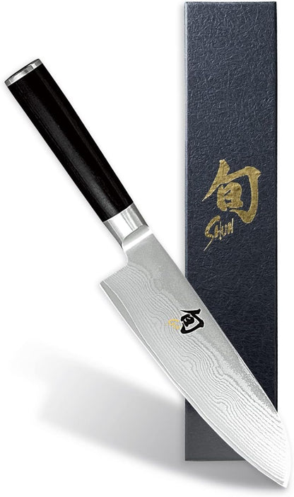 Classic Blonde 7" Santoku Knife | Handcrafted Japanese All Purpose Knife, VG-MAX Core, Damascus Stainless Steel Cladding, Pakkawood Handle