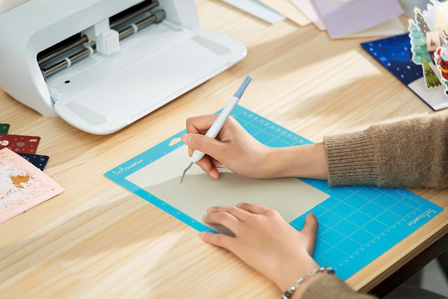 Cutting Mats for Cricut Joy Xtra: 4 Mats, 8.5x12 Inch, Blue Light Adhesive Dot Design, Eye Care, LightGrip, Reusable, Washable