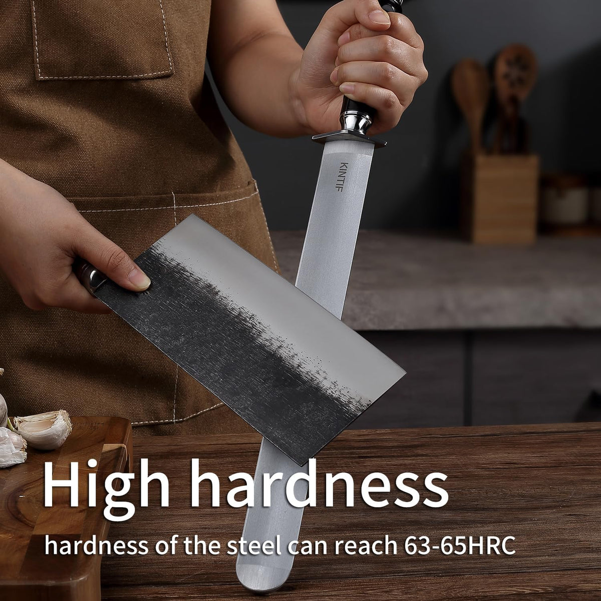 Sharpening Steel 12 inch Heavy-Duty Honing Steel Flat Honing Rod, High hardness, Fine Cut, Ideal For Butcher Knives and Chef Knives, Knife Sharpeners