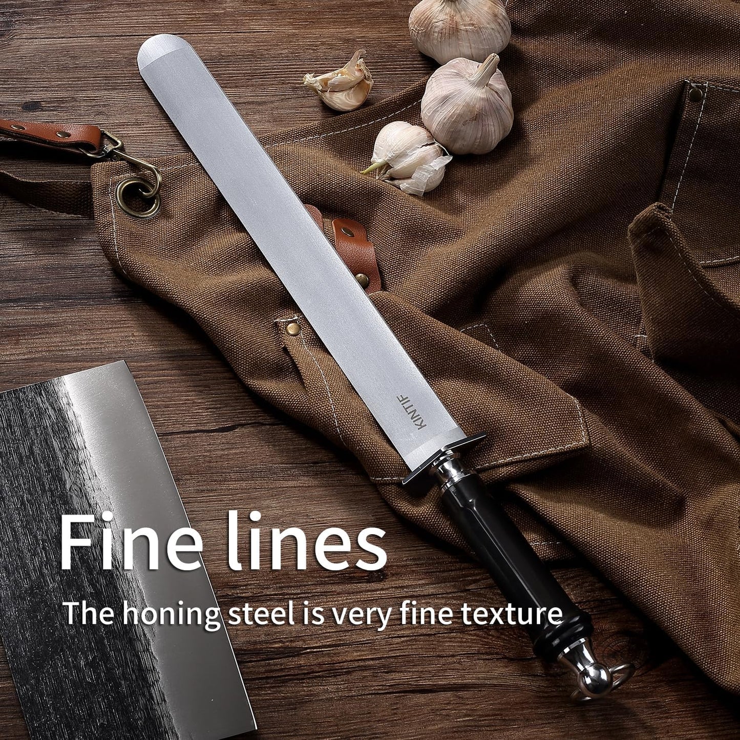Sharpening Steel 12 inch Heavy-Duty Honing Steel Flat Honing Rod, High hardness, Fine Cut, Ideal For Butcher Knives and Chef Knives, Knife Sharpeners