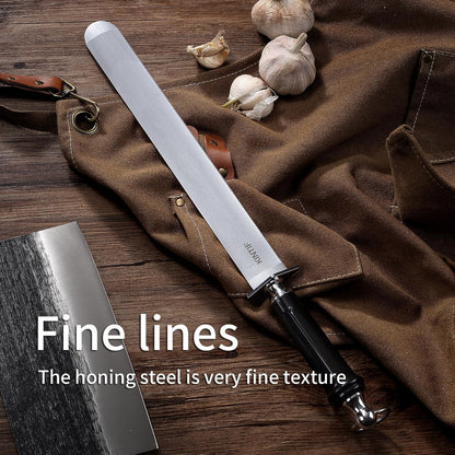 Sharpening Steel 12 inch Heavy-Duty Honing Steel Flat Honing Rod, High hardness, Fine Cut, Ideal For Butcher Knives and Chef Knives, Knife Sharpeners