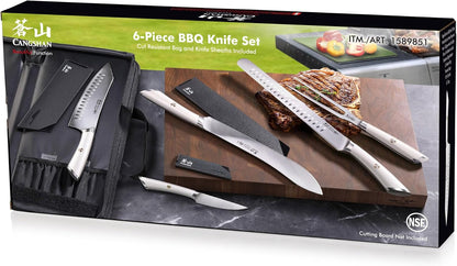 Cangshan Elbert Series German Steel Forged 6-Piece BBQ Knife Set, White, 1027006