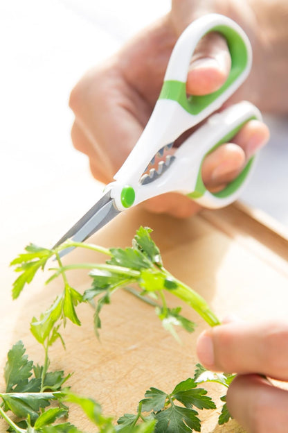 Herb Snippers with Integrated Stem Stripper – Precision Blade Kitchen Scissors for Fresh Herbs, Parsley, Cilantro & Chives – Ergonomic Wheat Straw Handle, Left/Right-Handed, Dishwasher Safe