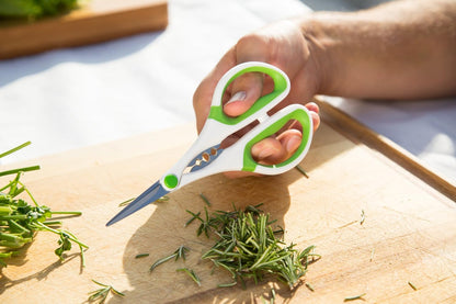 Herb Snippers with Integrated Stem Stripper – Precision Blade Kitchen Scissors for Fresh Herbs, Parsley, Cilantro & Chives – Ergonomic Wheat Straw Handle, Left/Right-Handed, Dishwasher Safe