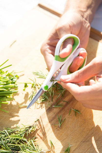Herb Snippers with Integrated Stem Stripper – Precision Blade Kitchen Scissors for Fresh Herbs, Parsley, Cilantro & Chives – Ergonomic Wheat Straw Handle, Left/Right-Handed, Dishwasher Safe