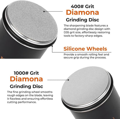 Rolling Knife Sharpener Kit with Magnetic Base – Manual Professional Knife Sharpener Roller – Angle Guided Knife Sharpening Tool for Kitchen Knives – Diamond Knife Sharpener System