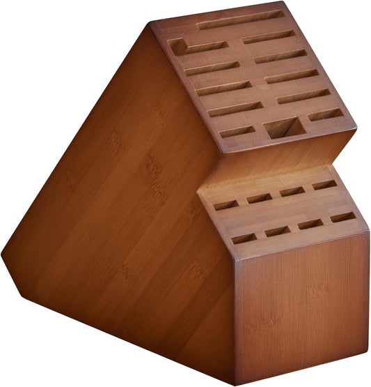 Knife Block Countertop Butcher's Knife Rack and Organizer 20 Slot Knife Holder Large Bamboo Knives Rack (Knife Not Included), Universal Knife Rack Strap