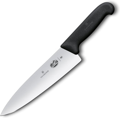 Fibrox Pro 8 Inch Chef’s Knife, Dishwasher Safe, Black | Ergonomic TPE non-slip handle for professional chopping, slicing, and dicing. Swiss made, dishwasher safe kitchen tool